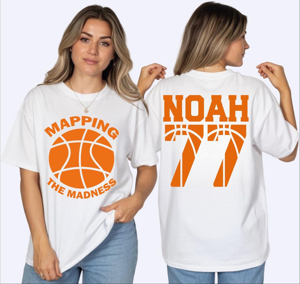 Mapping The Madness Shirt, Basketball Bracket Tee, Custom Name Number, Tournament