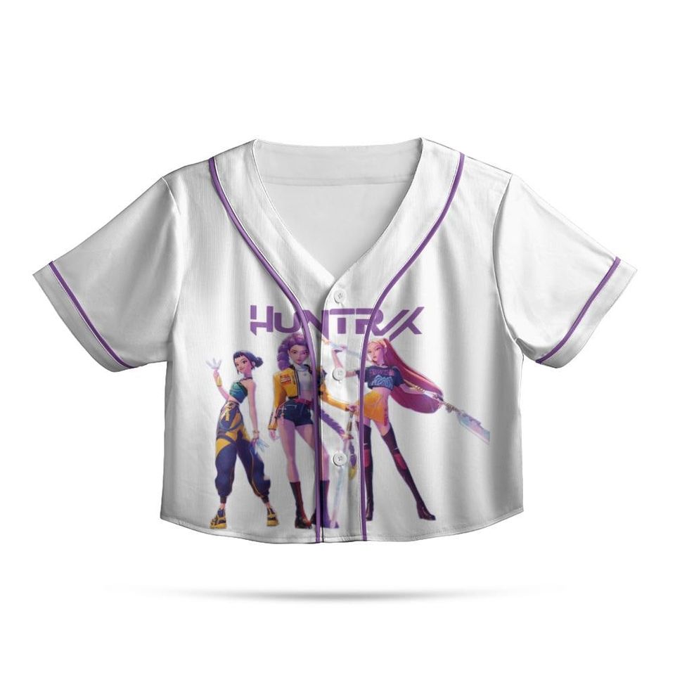 Personalized Kpop Demon Hunters Crop top Baseball Jersey, Gift for Huntrix fan