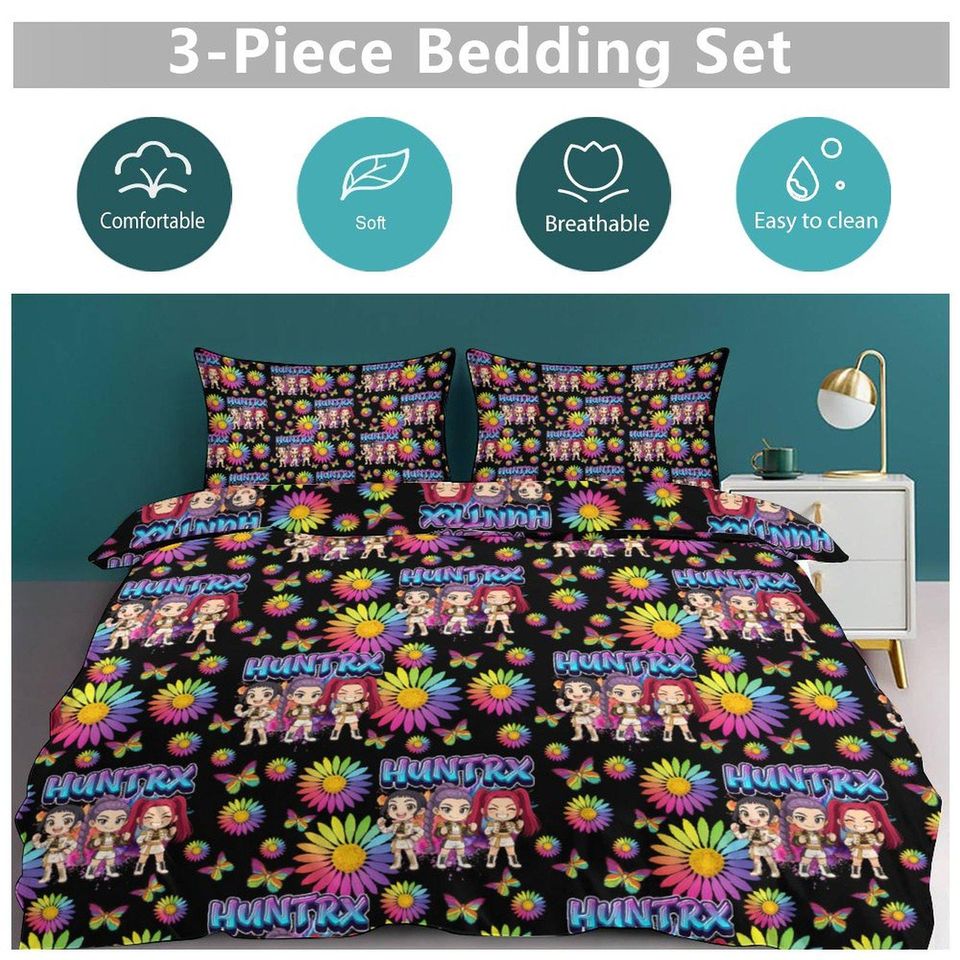 Huntrix KPOP Demon Hunters 3-Piece Bedding Set