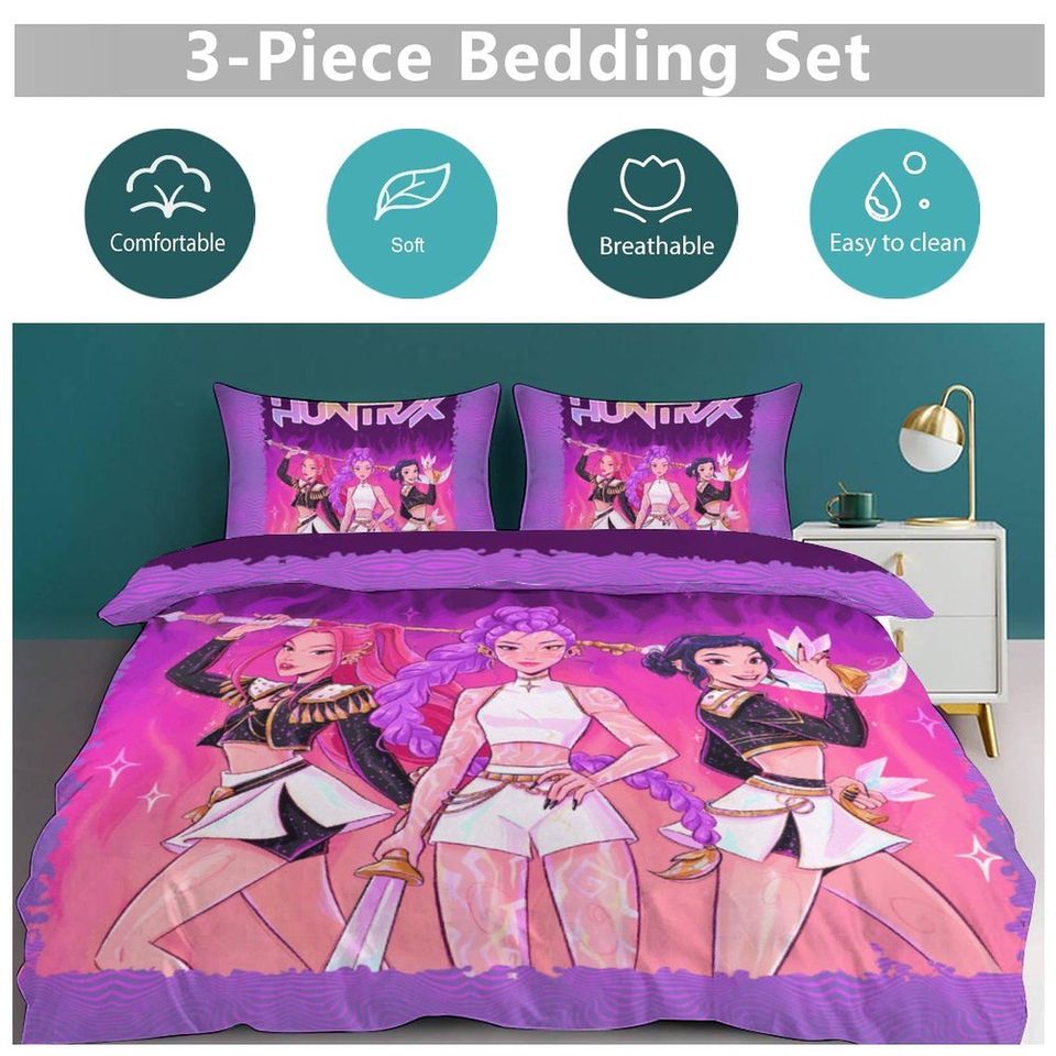 KPOP Demon Hunters 3-Piece Bedding Set- Huntrix
