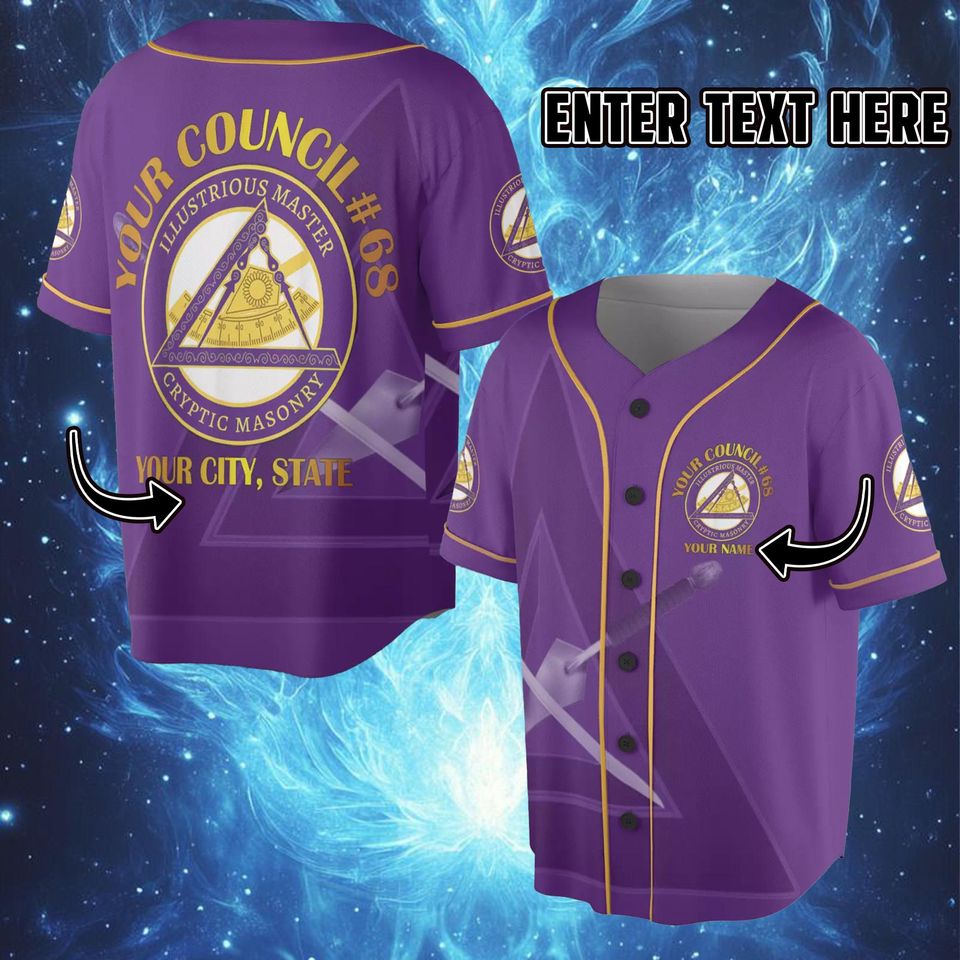 OES Masonic Baseball Jersey, Personalized Court Name & City