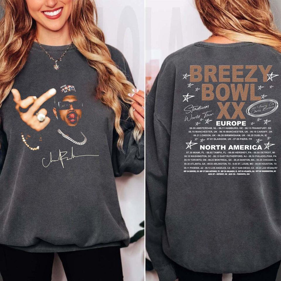 Chris Brown Tour Sweatshirt, Vintage Double Sided, Music Tour Graphic Sweatshirt