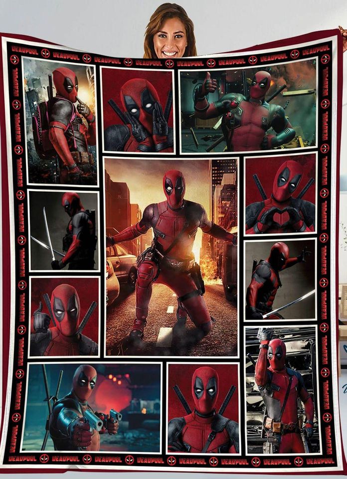 Deadpool Fleece Blanket, Vintage Blanket, Deadpool Throw Blanket Couch Sofa, Superhero Blanket
