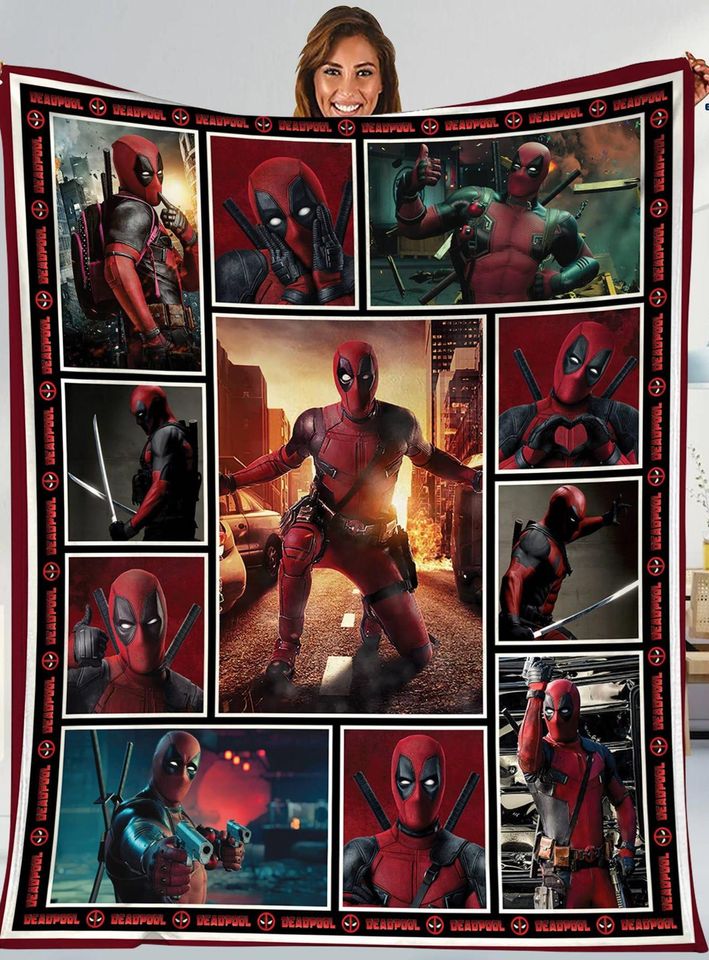 Deadpool Fleece Blanket, Vintage Blanket, Deadpool Throw Blanket Couch Sofa, Superhero Blanket