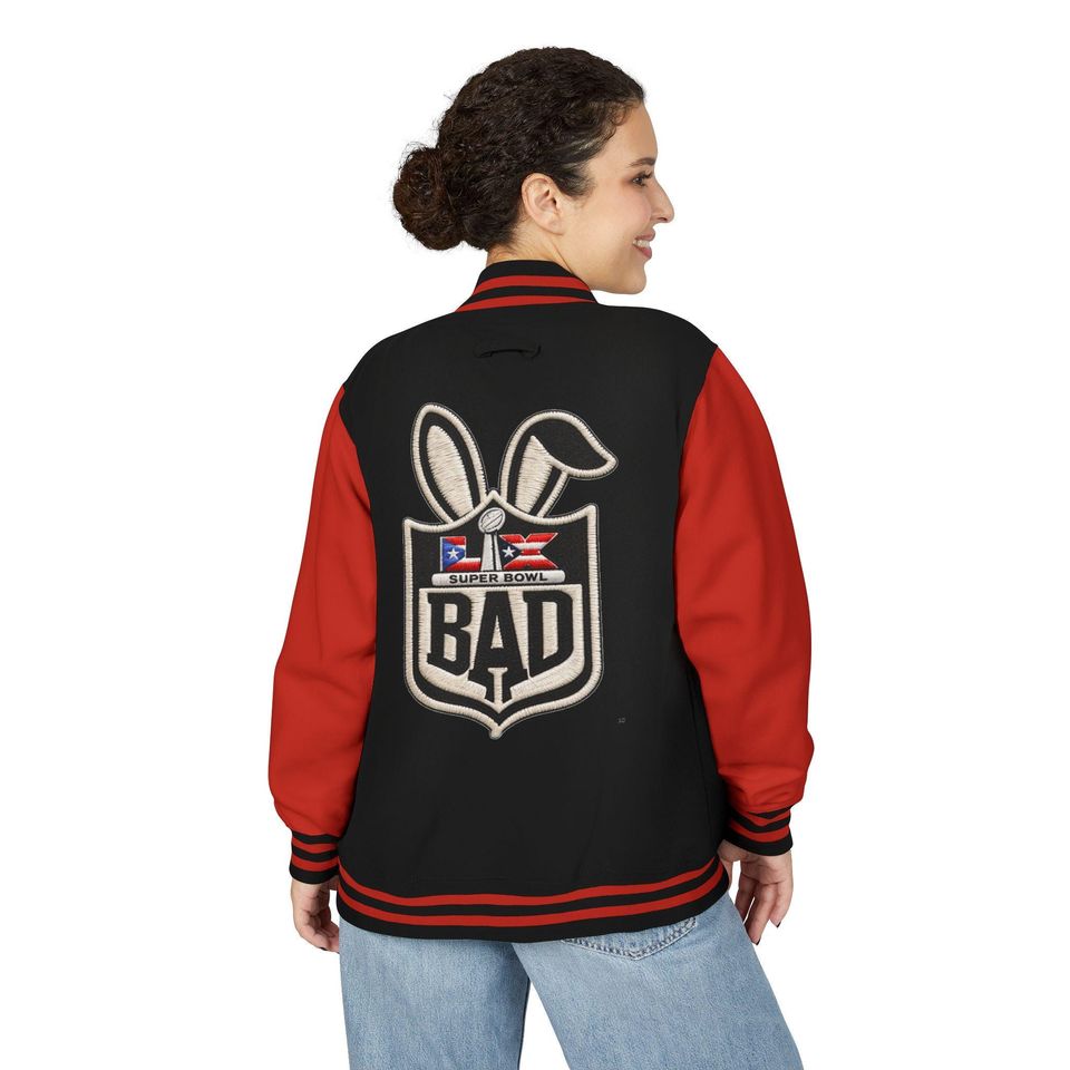 Printed Benito Super Bowl 94  Jacket 'BAD' Bunny Logo Varsity Jacket