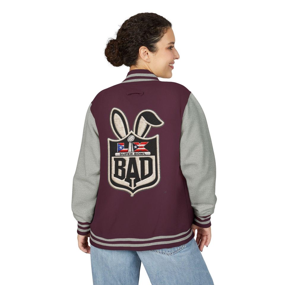 Printed Benito Super Bowl 94  Jacket 'BAD' Bunny Logo Varsity Jacket