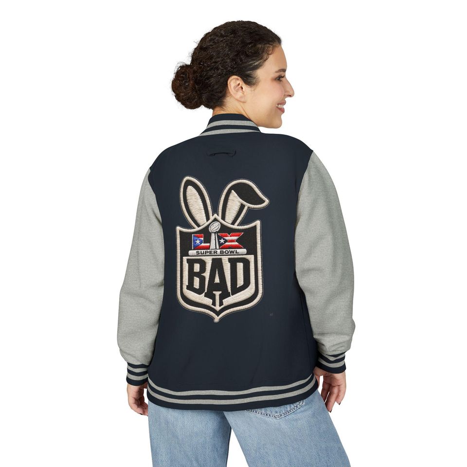 Printed Benito Super Bowl 94  Jacket 'BAD' Bunny Logo Varsity Jacket