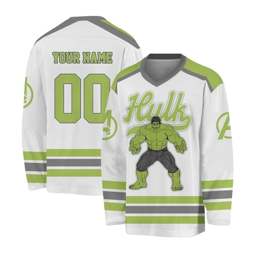 Personalized Merry Grin Black Men's Hockey Jersey, Custom Christmas Funny Character