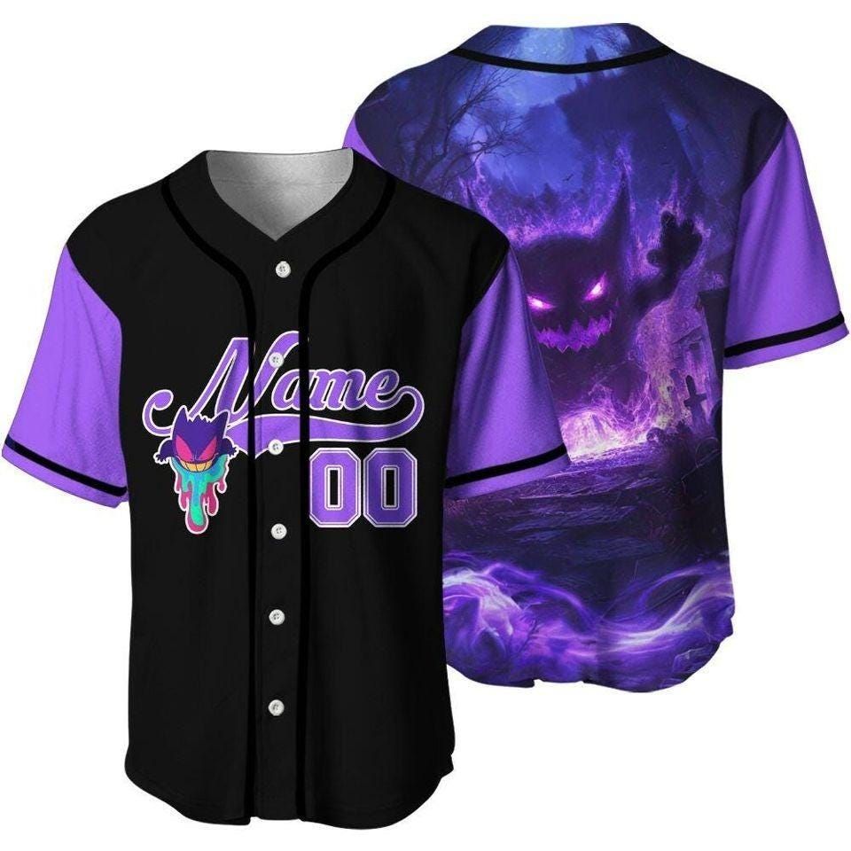 Custom Gengar Baseball Jersey, Poket mons Personalized Jersey