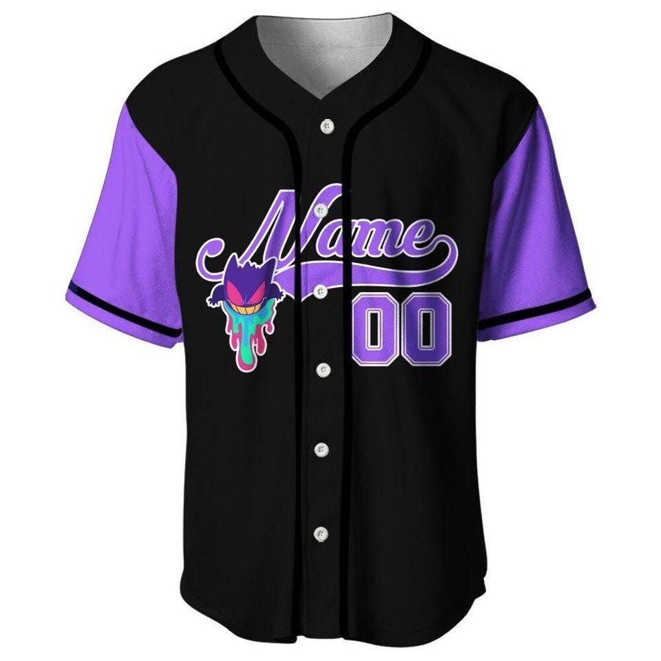 Custom Gengar Baseball Jersey, Poket mons Personalized Jersey