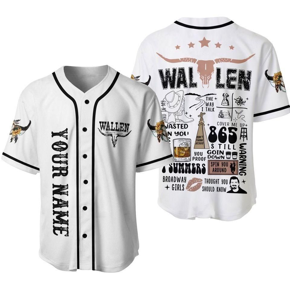 Country Western Baseball Jersey, Custom Name, Rodeo Longhorn