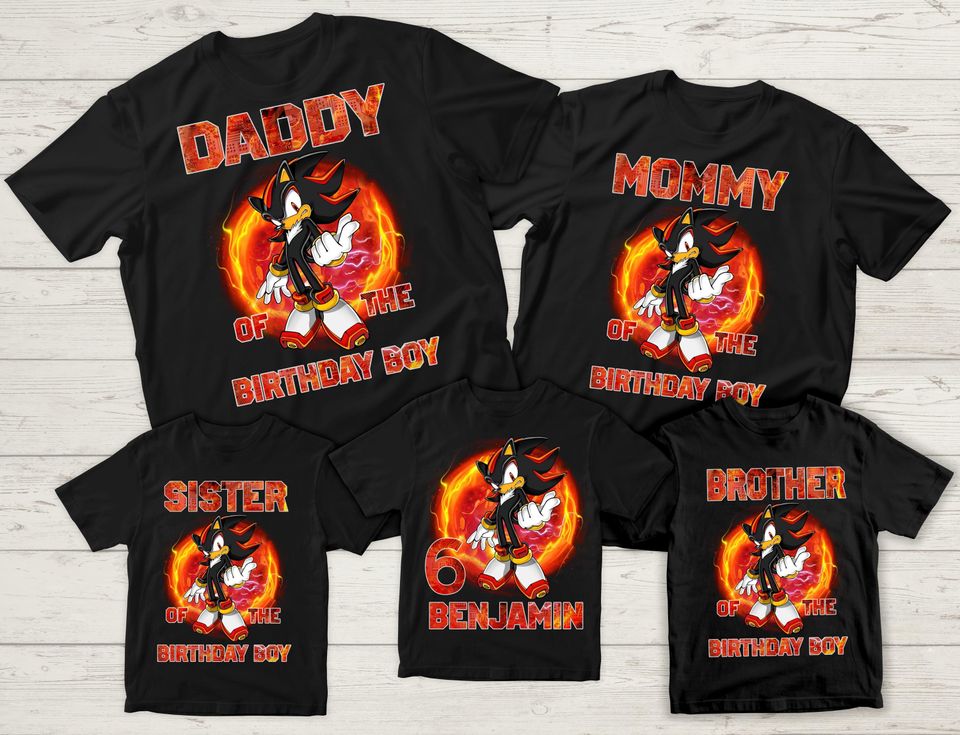 Custom Sonic Shadow Birthday Shirt, Shadow the Hedgehog Shirt, Sonic Shirt, Sonic the Hedgehog 3 Shirt, Gift For Girl or Boy