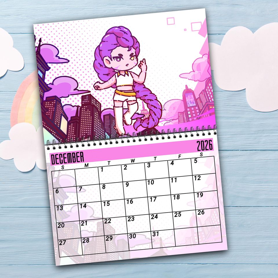 K-Pop Demon Hunters Hand drawn Characters Desktop Calendar