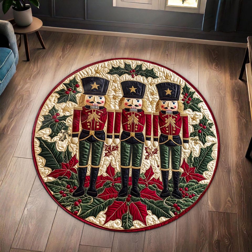 3D Printed Effect Nutcracker Christmas Rug, Christmas Welcome Mat