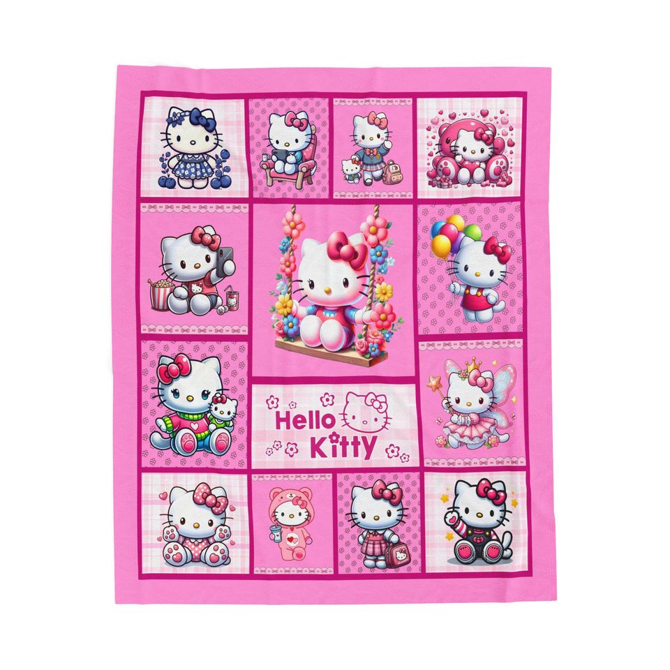 Hello Kitty Patchwork Fleece Blanket for Kids