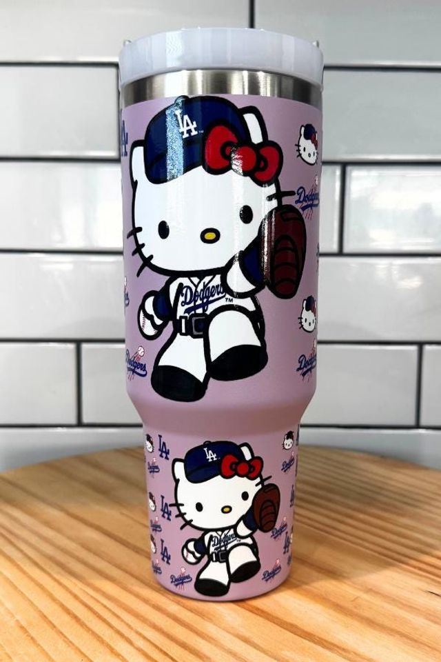 Hello Kitty Dodgers Tumbler Set: Lavender Mug, Pen & Keychain