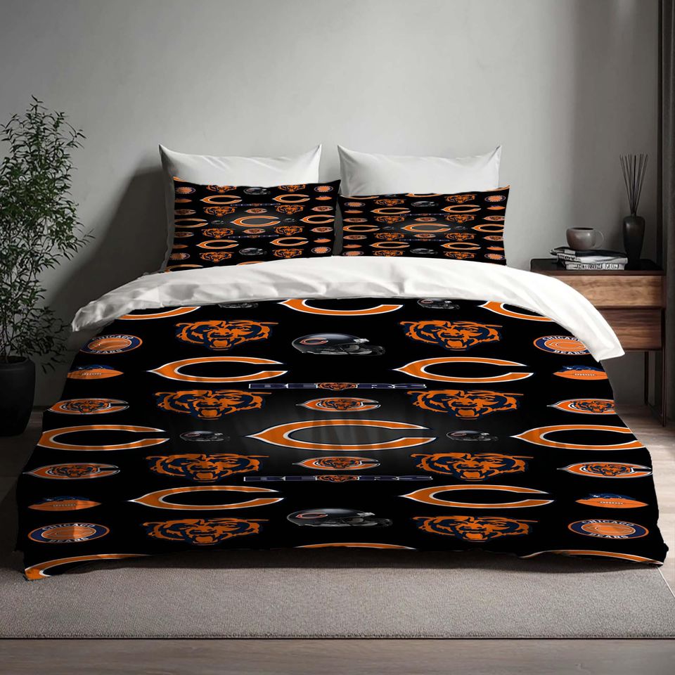 Chicago Bears Christmas Duvet Cover Bedding Set,Halloween Gift Back to School