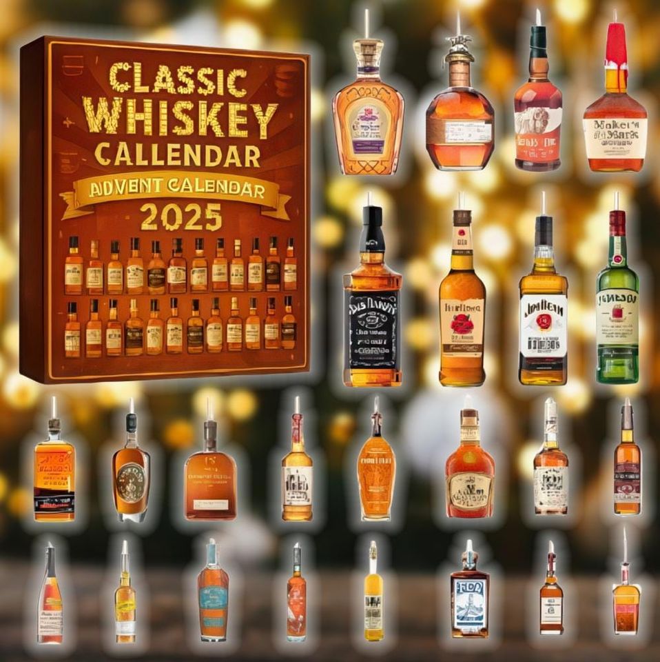 Classic Whiskey Advent Calendar 2025  Musical Keepsake, Christmas Countdown Decor, Whiskey Advent Calendar, Whiskey Advent Calendar 2025