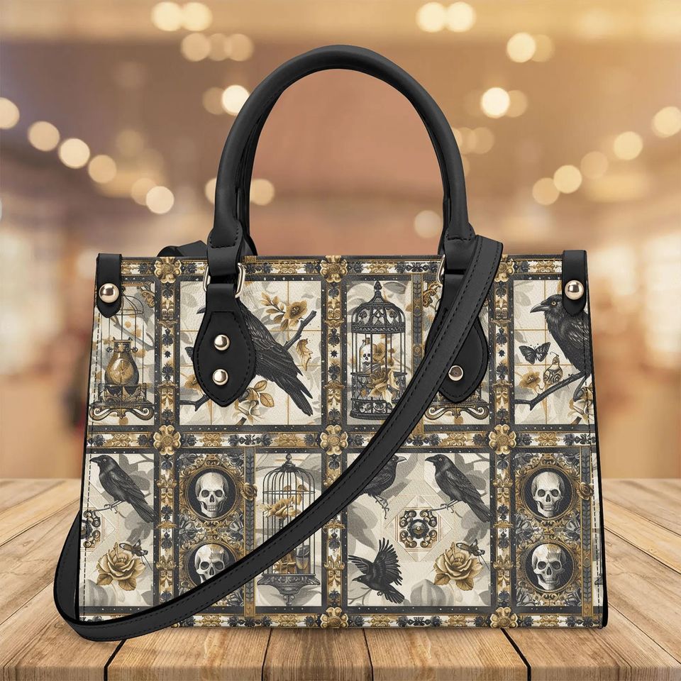 Crow Skull Handbag Organized Witchcraft Gift