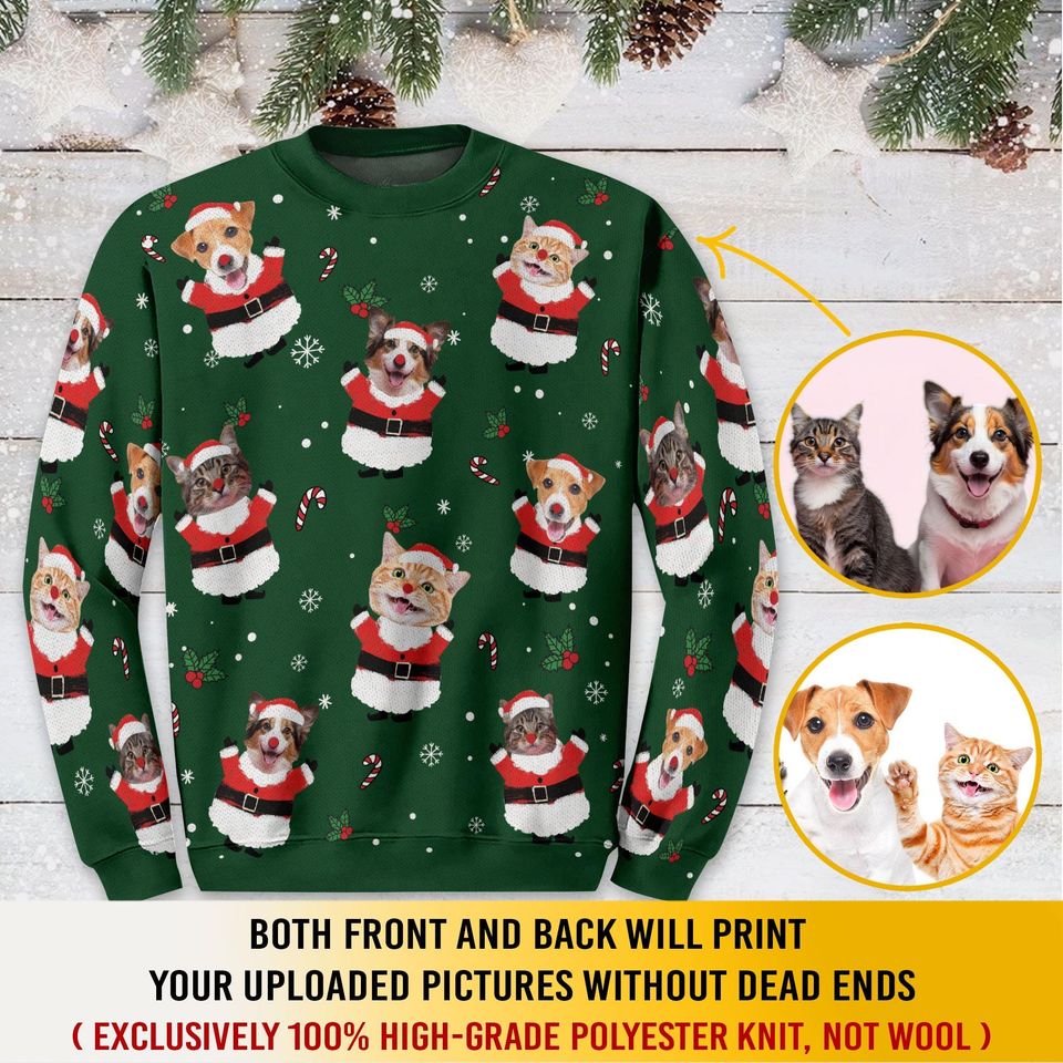 Custom Pet Face Christmas Sweatshirt For Men Women, Custom Ugly Sweatshirt, Personalized Christmas Sweatshirt, Funny Custom Face Sweatshirt