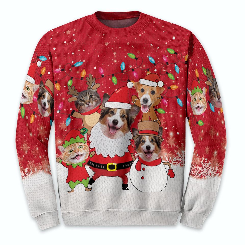 Custom Pet Face Christmas Sweatshirt For Men Women, Custom Ugly Sweatshirt, Personalized Christmas Sweatshirt, Funny Custom Face Sweatshirt