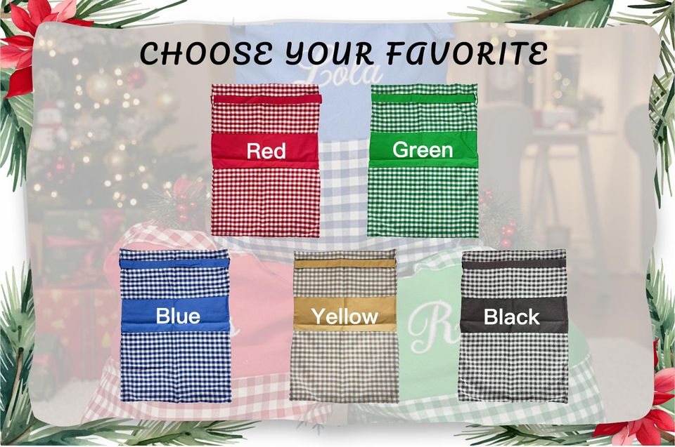 Personalized Plaid Santa Sack | Embroidered Cotton Christmas Gift Bag