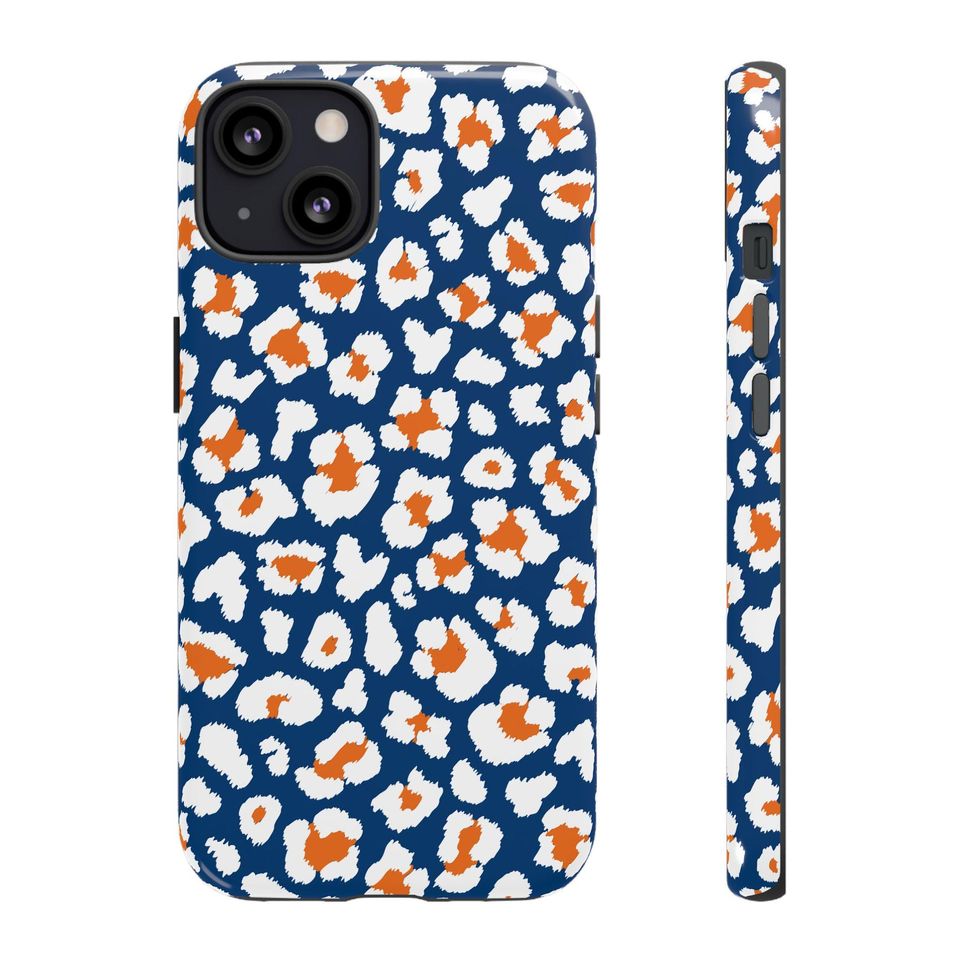 Houston Astros Leopard Print Phone Case: Orange & Navy Baseball Fan Gift