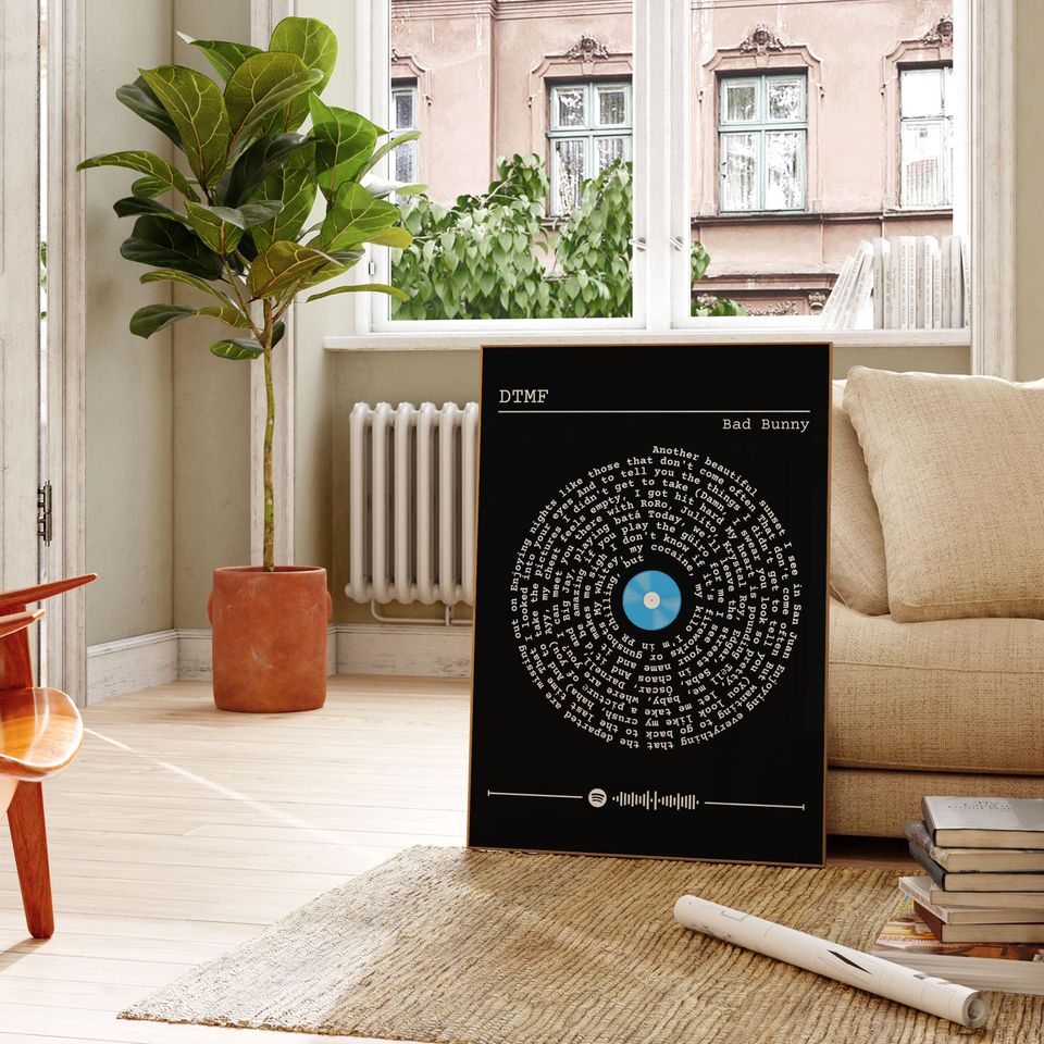 Bad Bunny - DTMF Song Lyrics Poster | Spiral Lyrics Poster