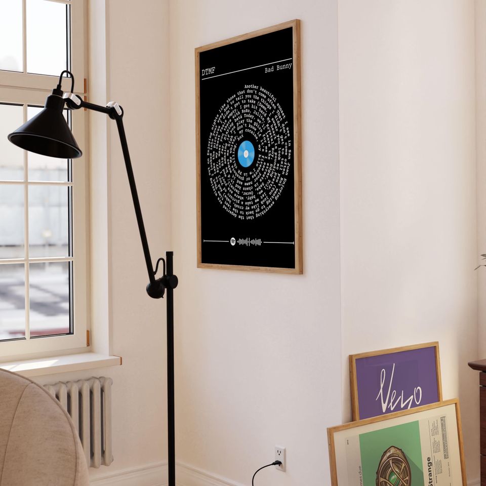 Bad Bunny - DTMF Song Lyrics Poster | Spiral Lyrics Poster