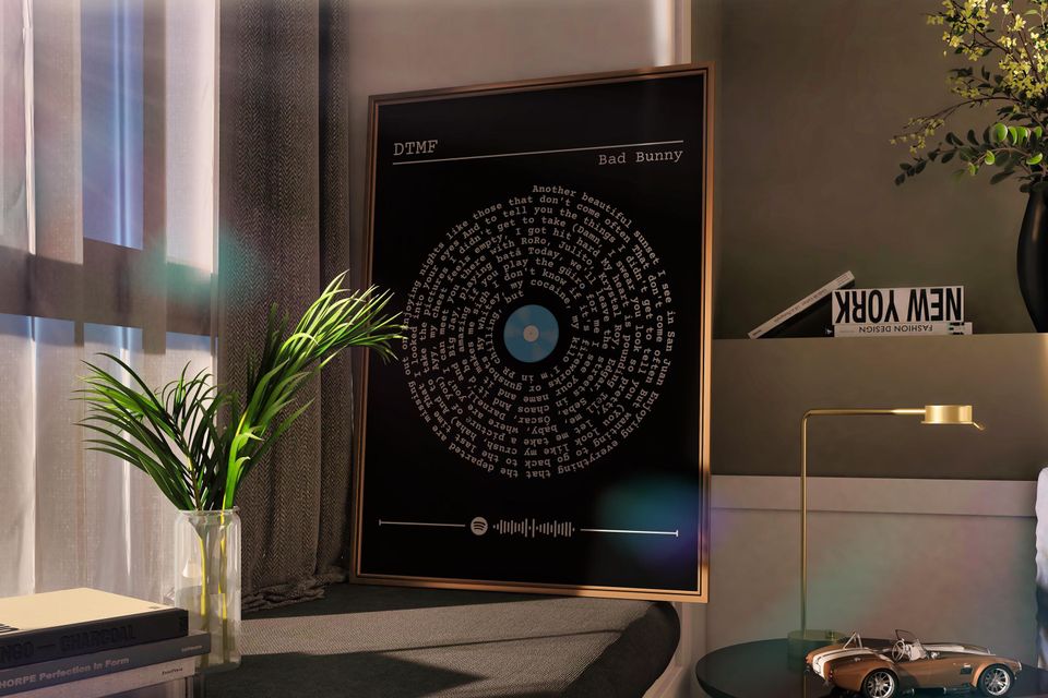 Bad Bunny - DTMF Song Lyrics Poster | Spiral Lyrics Poster