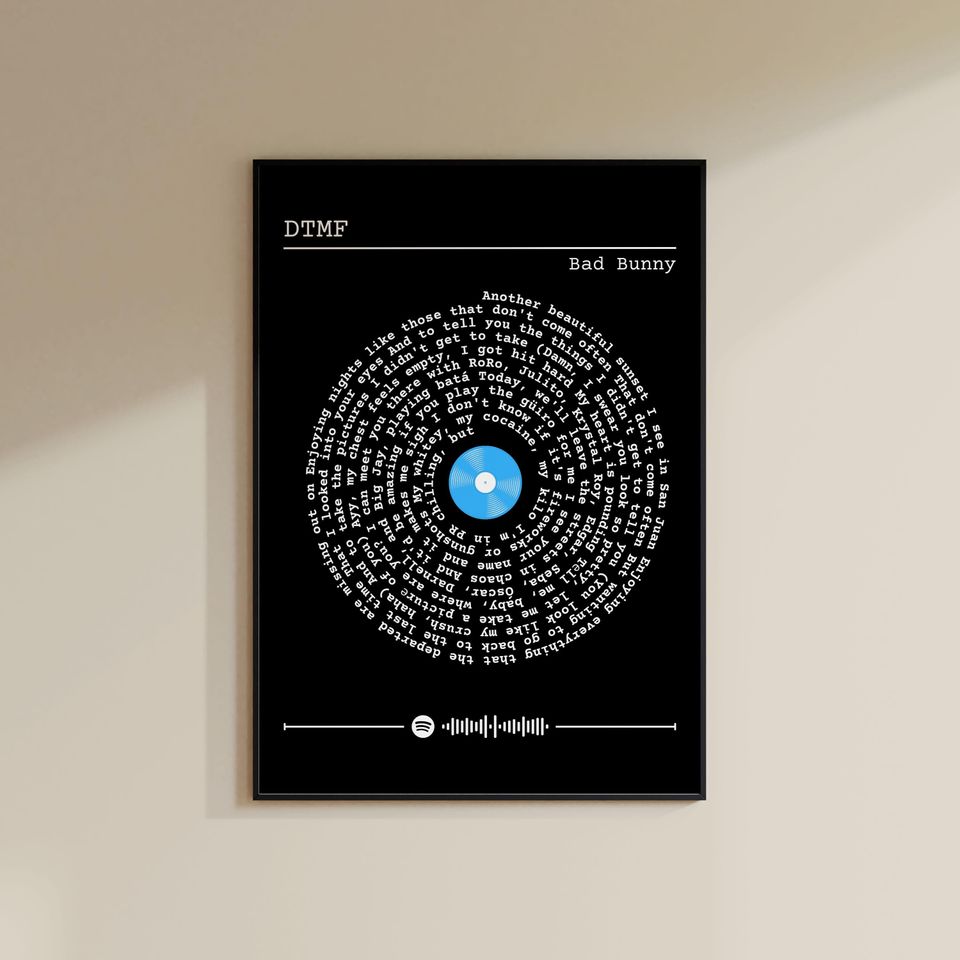 Bad Bunny - DTMF Song Lyrics Poster | Spiral Lyrics Poster