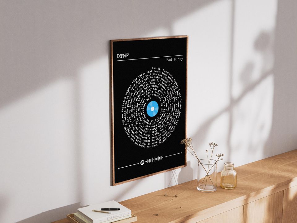 Bad Bunny - DTMF Song Lyrics Poster | Spiral Lyrics Poster