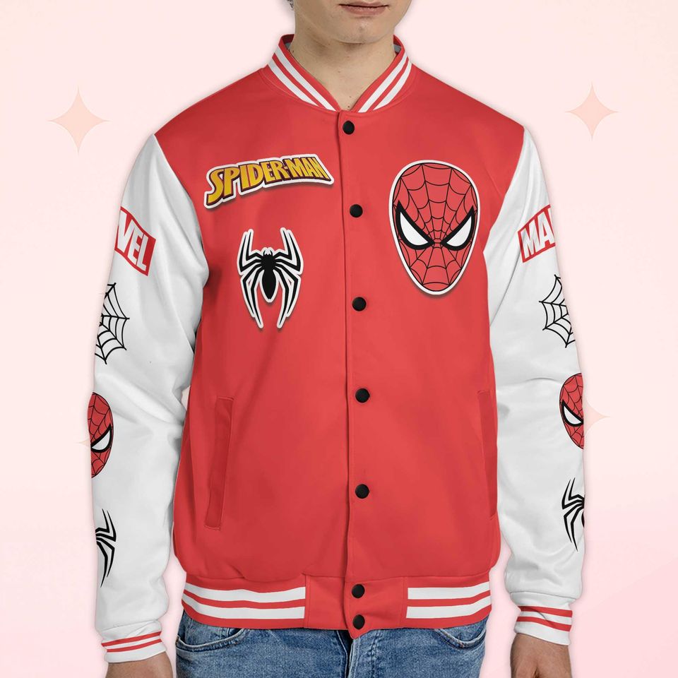 Custom Spider-Man Varsity Jacket, Personalized Superhero Spider-Man Baseball Jacket