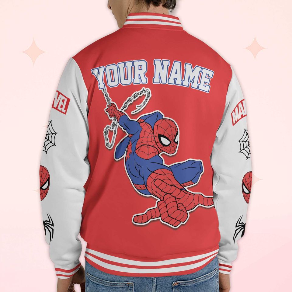 Custom Spider-Man Varsity Jacket, Personalized Superhero Spider-Man Baseball Jacket