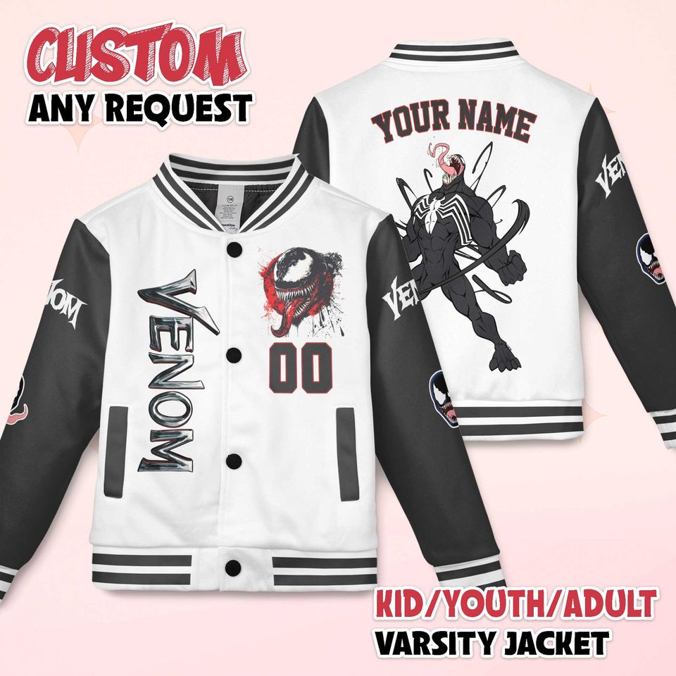 Custom Venom Varsity Jacket, Personalized Baseball Jacket