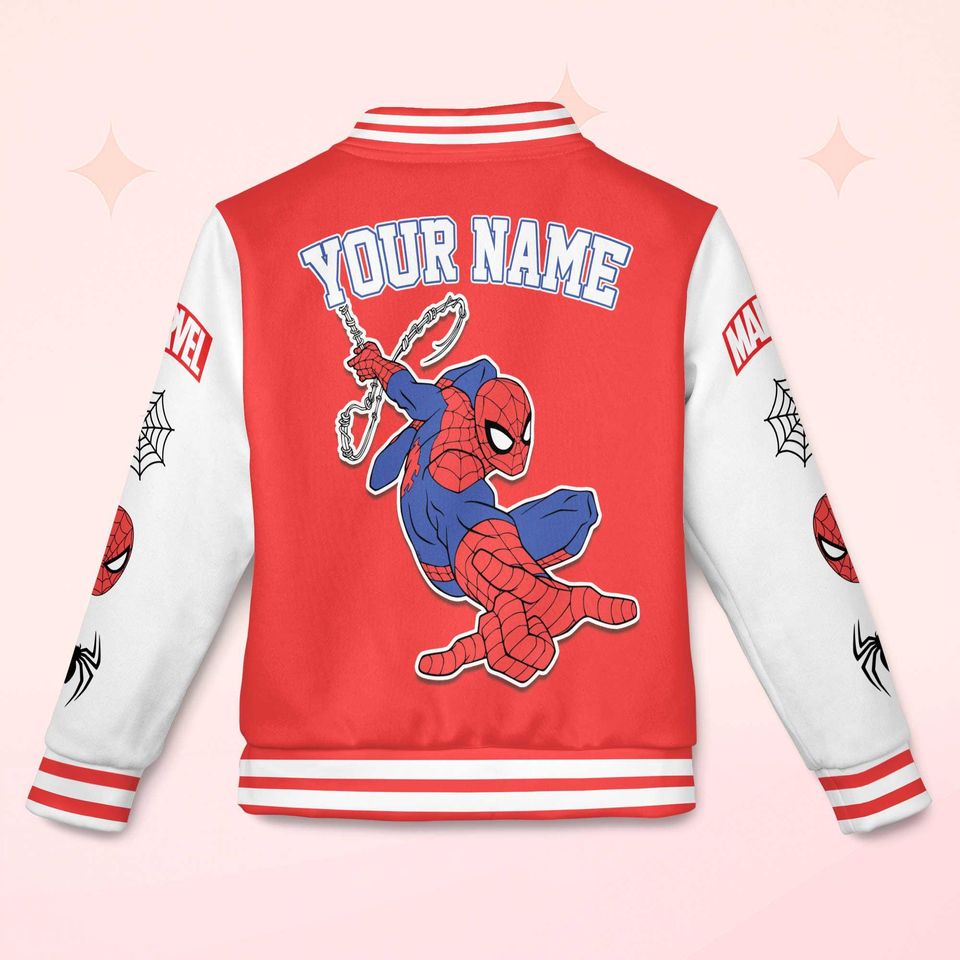 Custom Spider-Man Varsity Jacket, Personalized Superhero Spider-Man Baseball Jacket