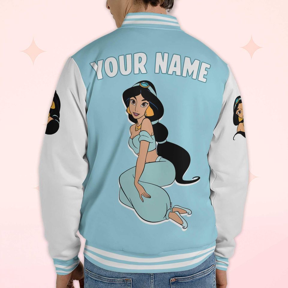 Personalized Jasmine Varsity Jacket, Custom Aladdin Baseball Jacket