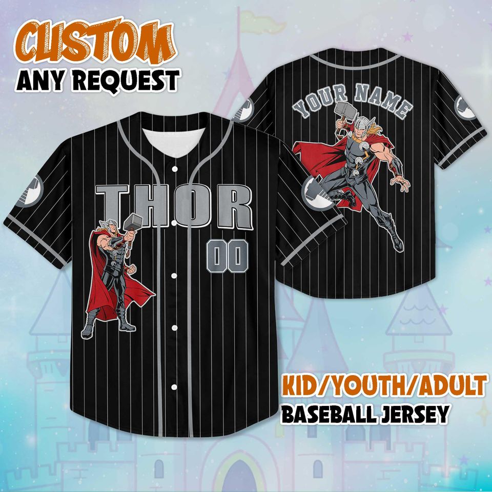 Personalized Thor Baseball Jersey, Custom Superhero Outfit