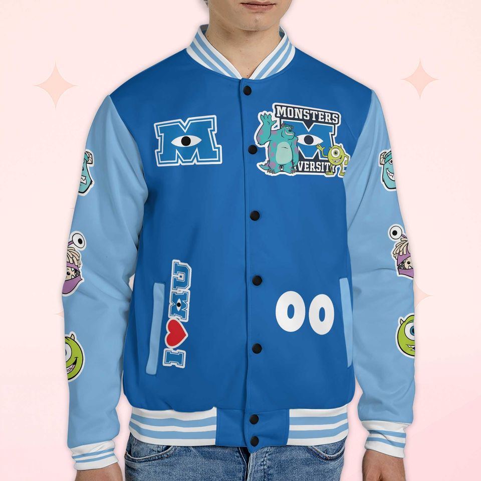 Custom Monster Inc Varsity Jacket, Personalized Monster Inc Baseball Jacket, Kids Youth Adult Varsity Jacket