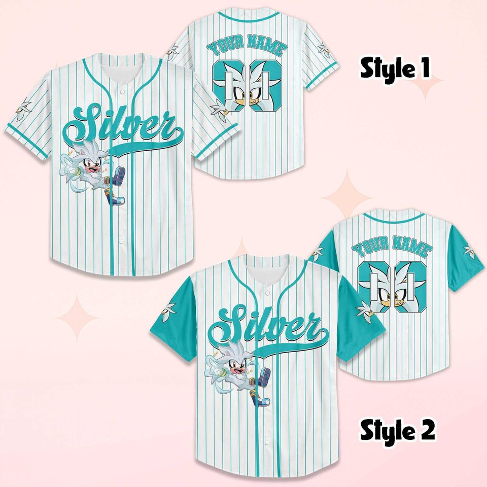 Custom Silver the Hedgehog Baseball Jersey, Sonic Gamer Outfit