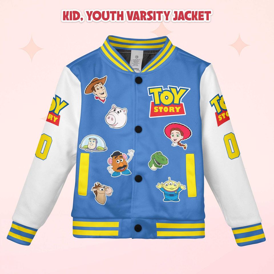 Custom Toy Story Varsity Jacket, Personalized Disney Pixar Baseball Jacket
