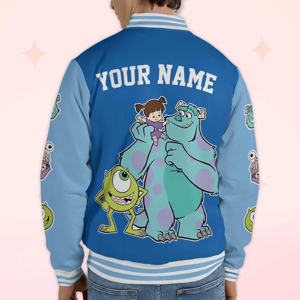 Custom Monster Inc Varsity Jacket, Personalized Monster Inc Baseball Jacket, Kids Youth Adult Varsity Jacket