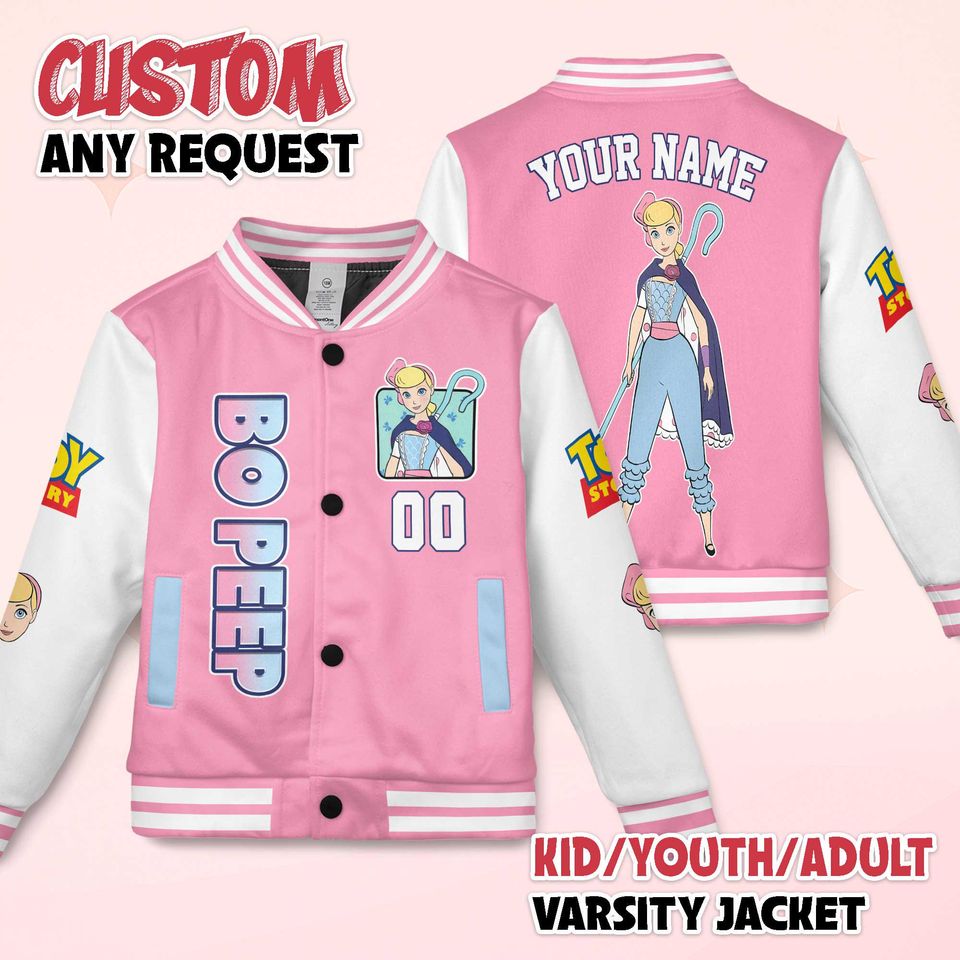 Custom Bo Peep Varsity Jacket, Personalized Toy Story Baseball Jacket