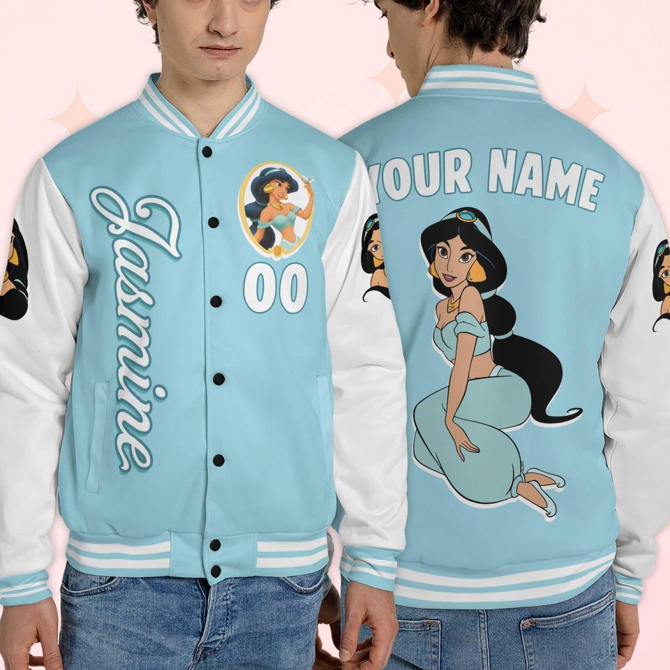 Personalized Jasmine Varsity Jacket, Custom Aladdin Baseball Jacket