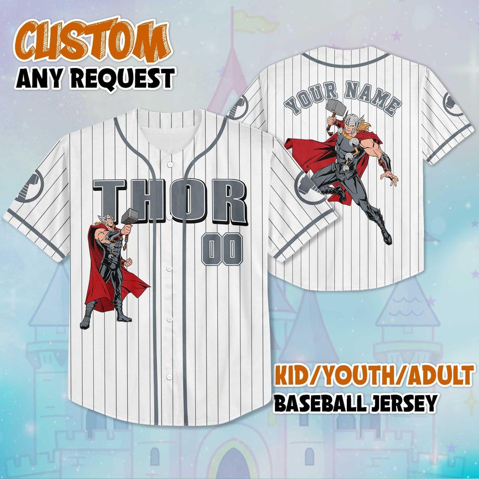 Personalized Thor Baseball Jersey, Custom Superhero Outfit