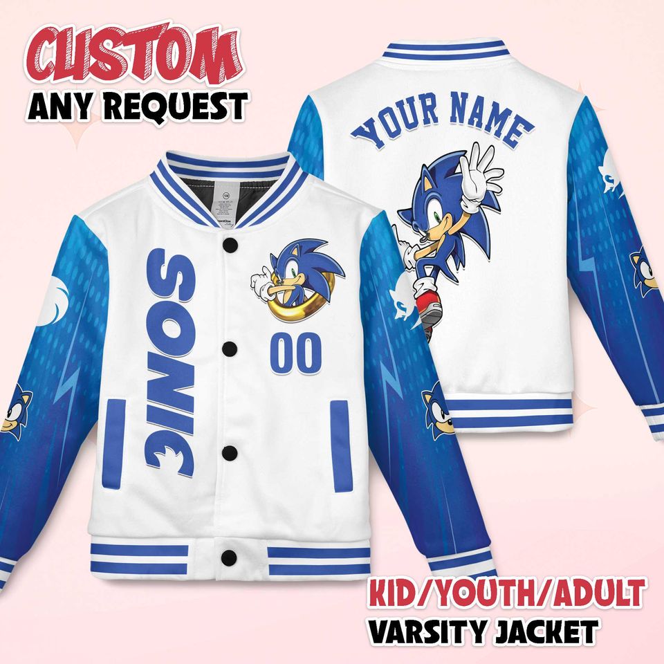 Personalized Sonic the Hedgehog Varsity Jacket