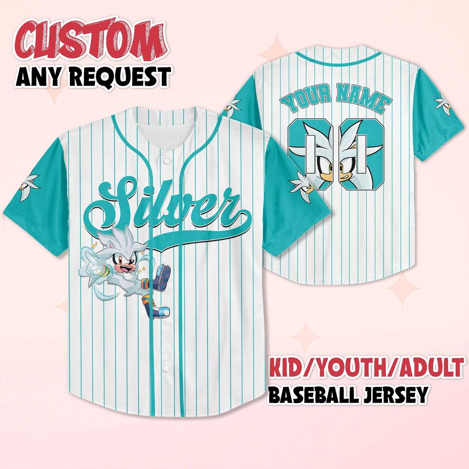 Custom Silver the Hedgehog Baseball Jersey, Sonic Gamer Outfit