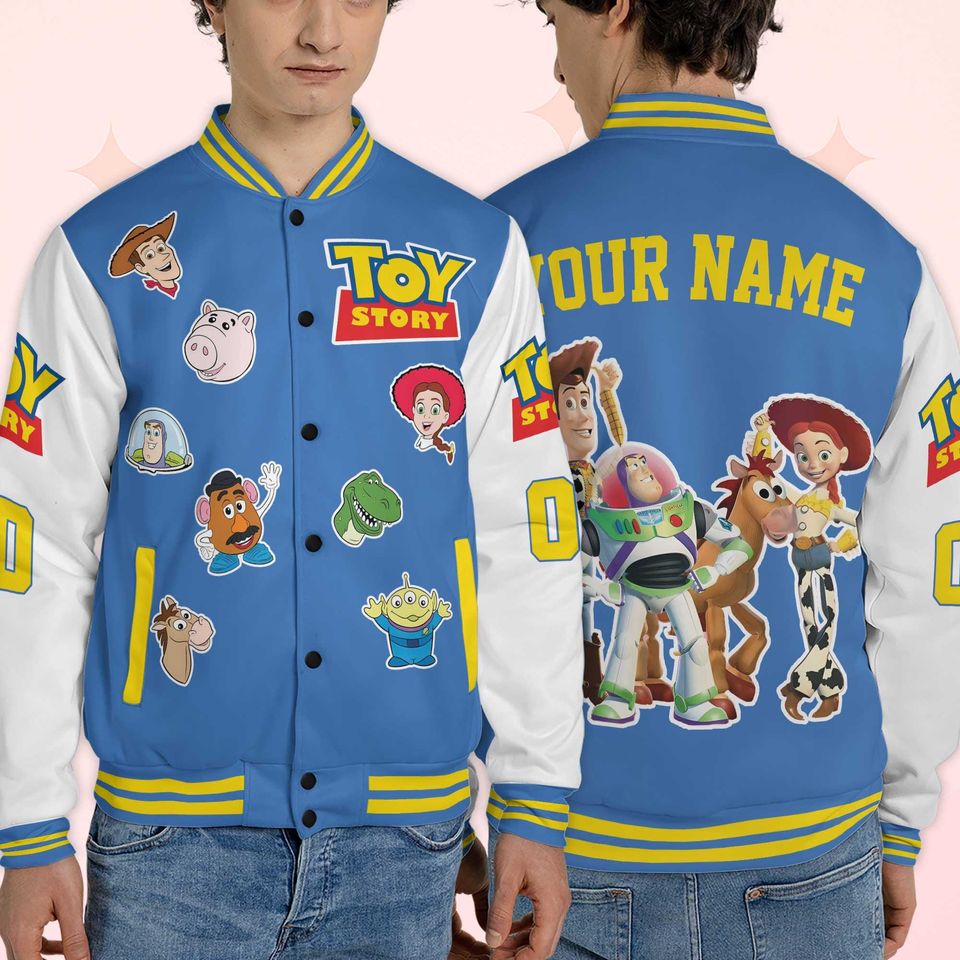 Custom Toy Story Varsity Jacket, Personalized Disney Pixar Baseball Jacket