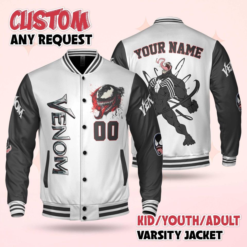 Custom Venom Varsity Jacket, Personalized Baseball Jacket