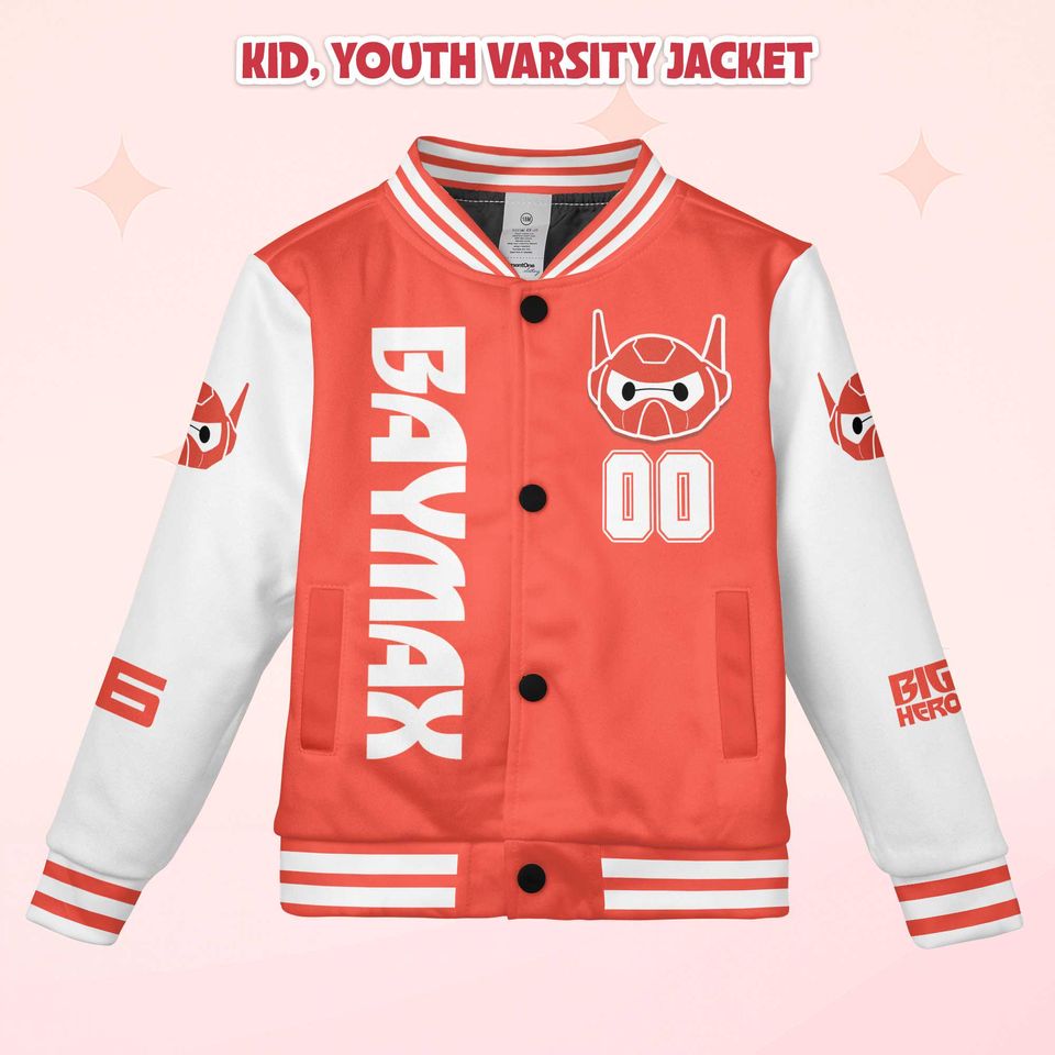 Custom Baymax Varsity Jacket, Personalized Big Hero 6 Inspired Baseball Jacket